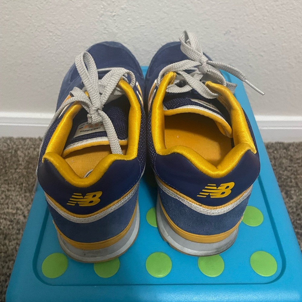 New Balance Kids Navy and Yellow Lace-Up Sneakers